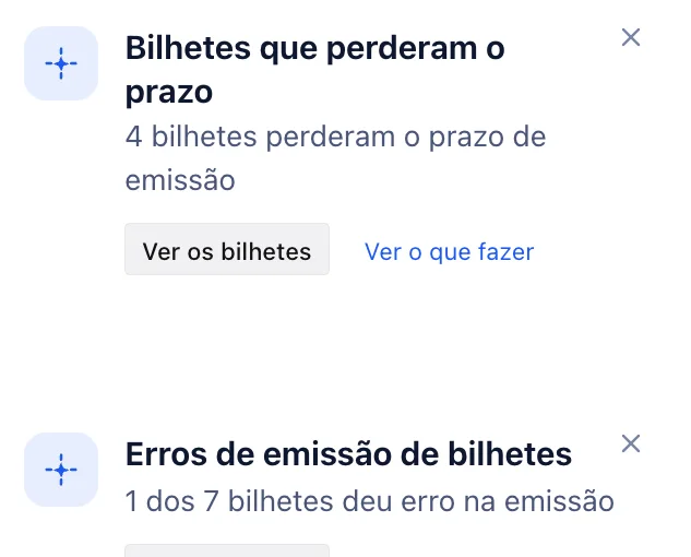 Os avisos de bilhetes que perderam o prazo e de erros de emissão, no celular.