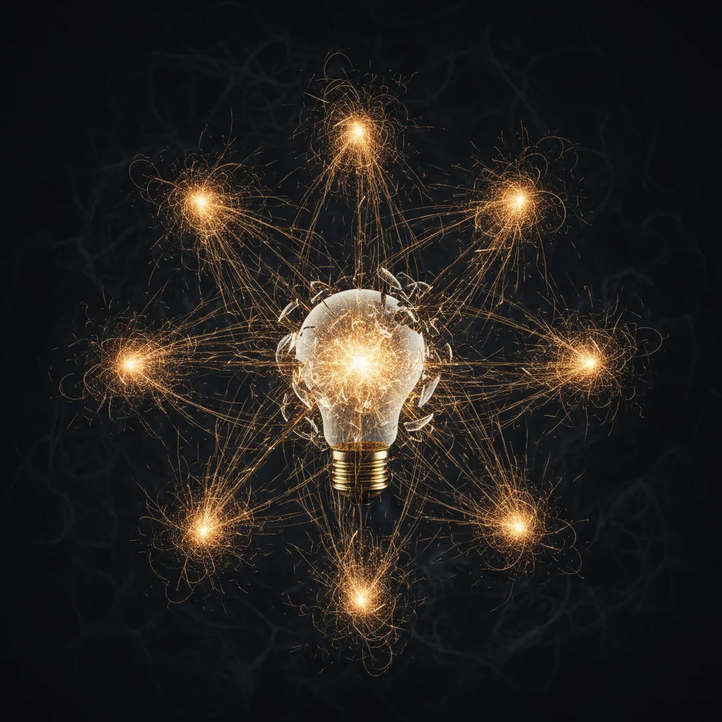 Estilo fotográfico profissional, cores vibrantes e modernas, representando um cenário empresarial brasileiro. Uma mulher profissional (30-40 anos, bem-vestida) está sorrindo e interagindo com um holograma de um chatbot que projeta dados personalizados e g