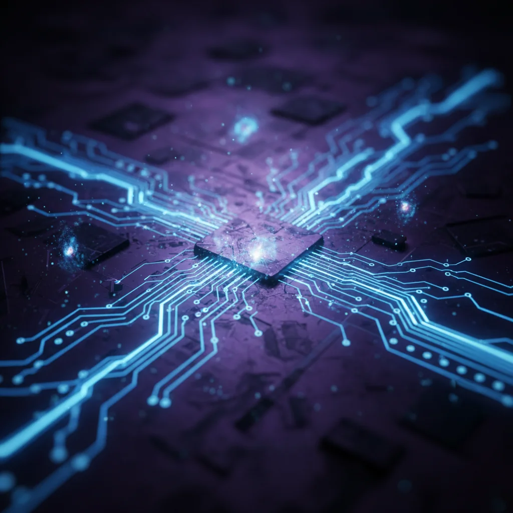 Uma imagem profissional e futurista, estilo fotografia realista, mostrando um painel de controle digital com gráficos e dados flutuantes, representando automação e IA. No centro, um holograma sutil de um "funcionário digital" (pode ser um avatar abstrato,