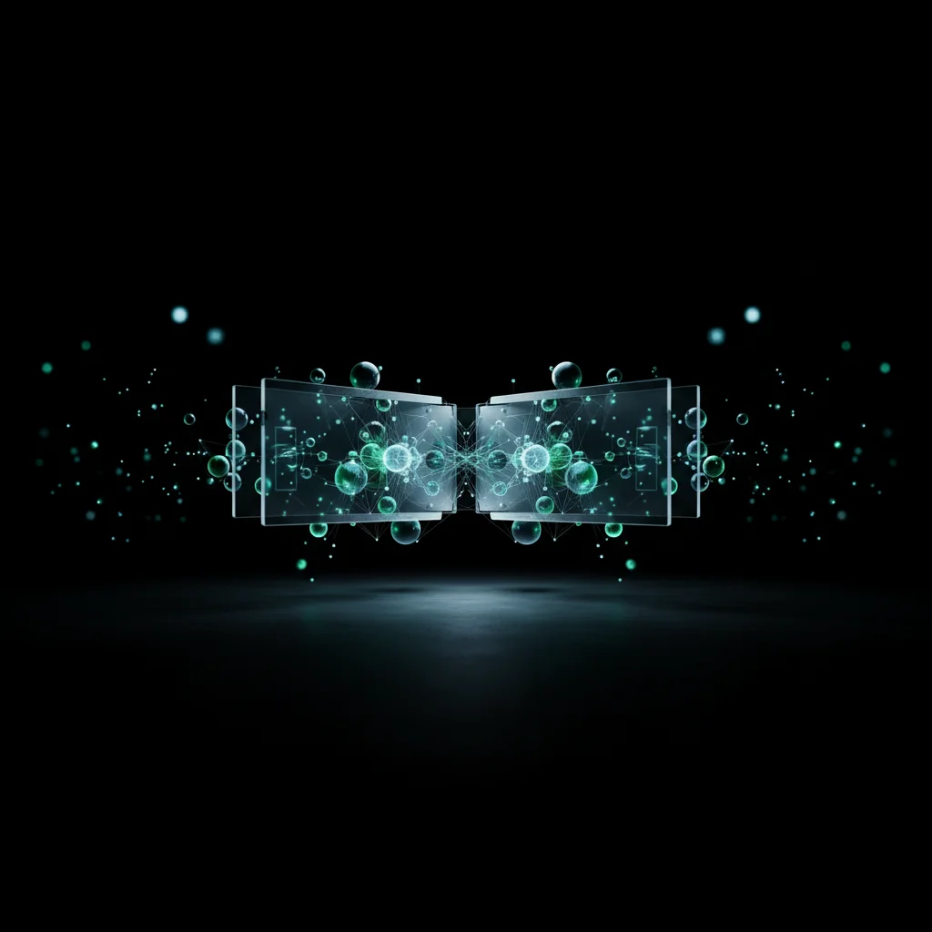 Uma imagem profissional com estilo fotográfico, em proporção 16:9. A cena deve mostrar uma interface de software moderna e limpa, com gráficos e dashboards futuristas, exibindo dados de gestão e previsões. No centro, uma representação sutil de inteligênci